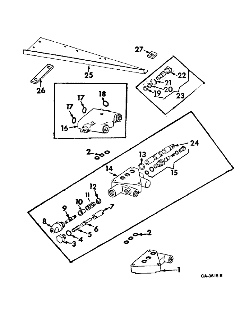 Схема запчастей Case IH 915 - (10-42) - HYDRAULICS, HEADER LIFT VALVE, FOR USE WITH AUTOMATIC HEADER CONTROL (07) - HYDRAULICS