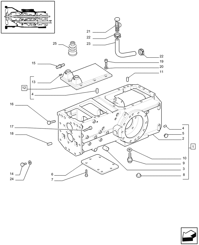 Схема запчастей Case IH JX65 - (1.21.0/02[01A]) - TRACTOR BODY - CAPS AND COVERS - FOR STRADDLE VERSION - D5712 (03) - TRANSMISSION