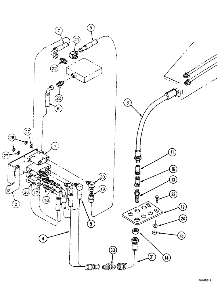 Схема запчастей Case IH L550 - (8-022) - HYDRAULICS - EXTERNAL VALVE (2 FUNCTION MX80 - MX100C) WITHOUT SELF LEVELING (08) - HYDRAULICS