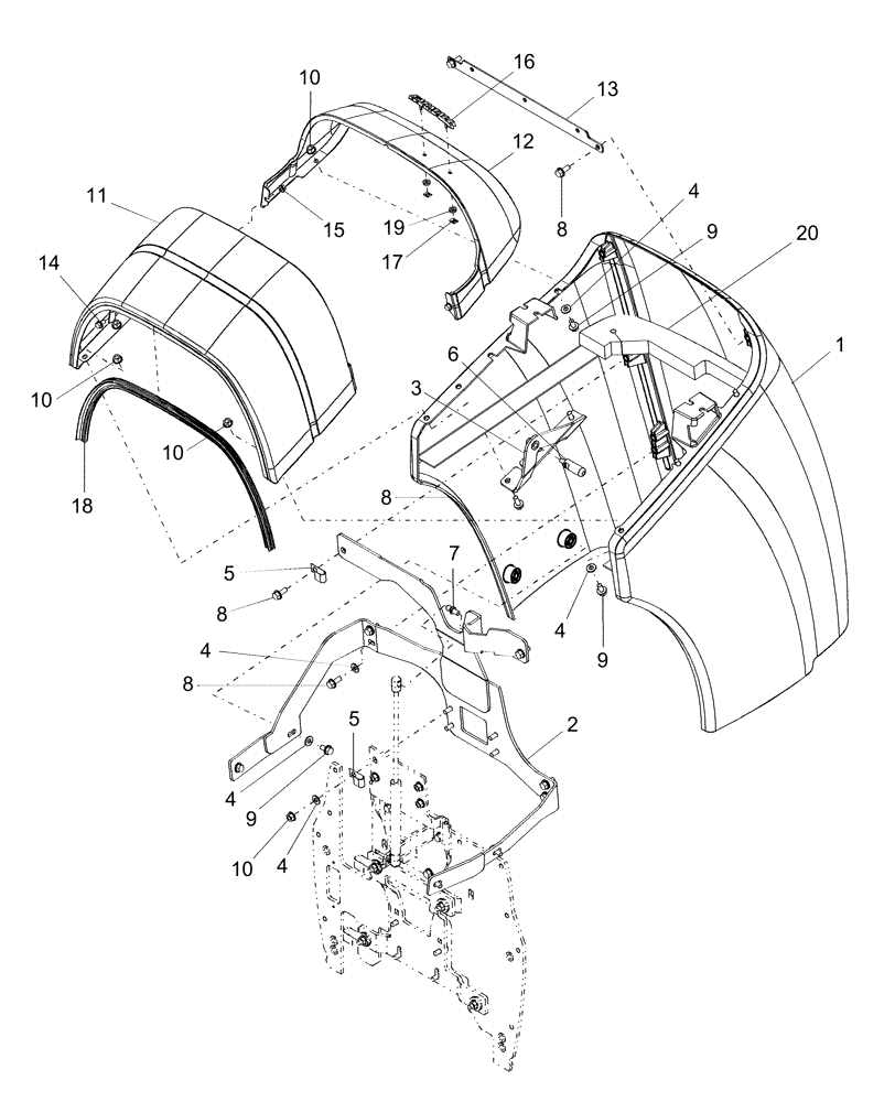 Схема запчастей Case IH DX29 - (08.02) - HOOD (08) - SHEET METAL