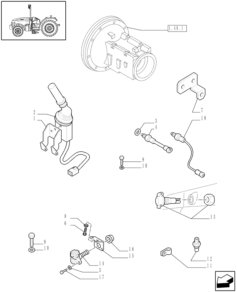 Схема запчастей Case IH JX1095N - (1.75.0/01) - (VAR.271) HI-LO - ELECTRIC CONTROLS, POWER - SHUTTLE CONTROL LEVER (06) - ELECTRICAL SYSTEMS