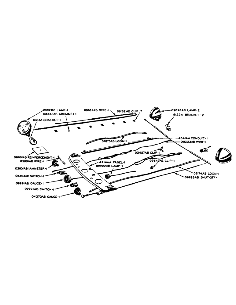 Схема запчастей Case IH 500-SERIES - (032) - FRONT AND REAR TRACTOR LAMPS AND INSTRUMENT PANEL, PRIOR TO SERIAL NUMBER 8080912, INSTRUMENT PANEL (04) - ELECTRICAL SYSTEMS