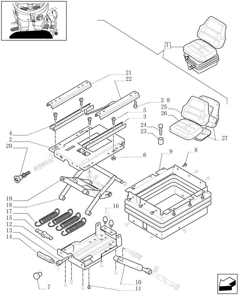 Схема запчастей Case IH JX1070C - (1.92.85/ A) - (VAR.090) "MT" SEAT - BREAKDOWN - C5644 (10) - OPERATORS PLATFORM/CAB