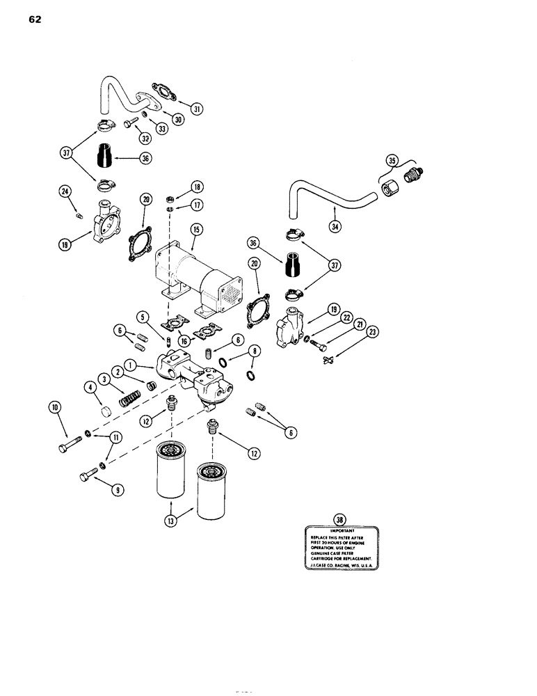 Схема запчастей Case IH 504DT - (062) - OIL FILTER AND HEAT EXCHANGER, ENGINE LESS FUEL DEVICE, 504DT TURBOCHARGED ENGINES (10) - ENGINE