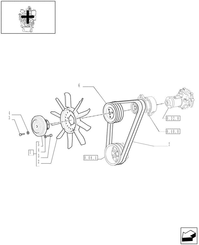 Схема запчастей Case IH JX1095N - (0.34.7/01) - FAN - W/CAB (01) - ENGINE