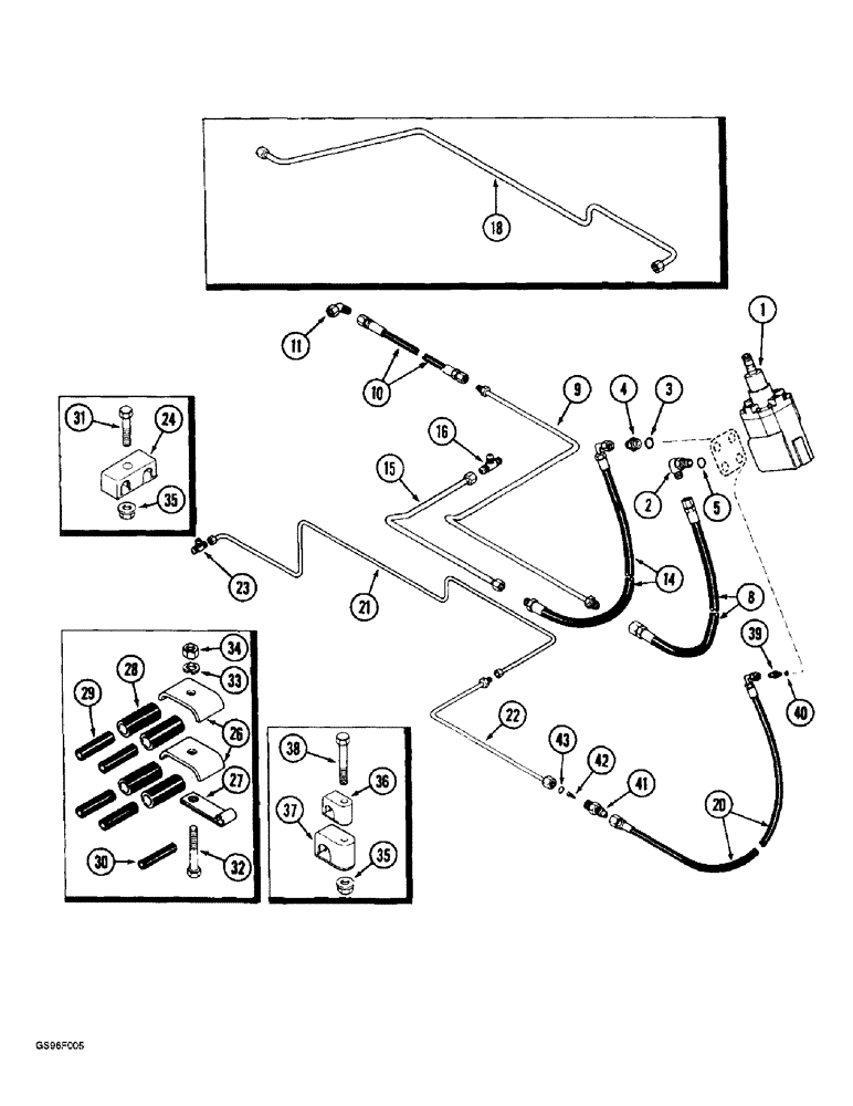 Схема запчастей Case IH 1800 - (5-06) - STEERING SYSTEM, SUPPLY, RETURN AND SENSING SYSTEM (04) - STEERING