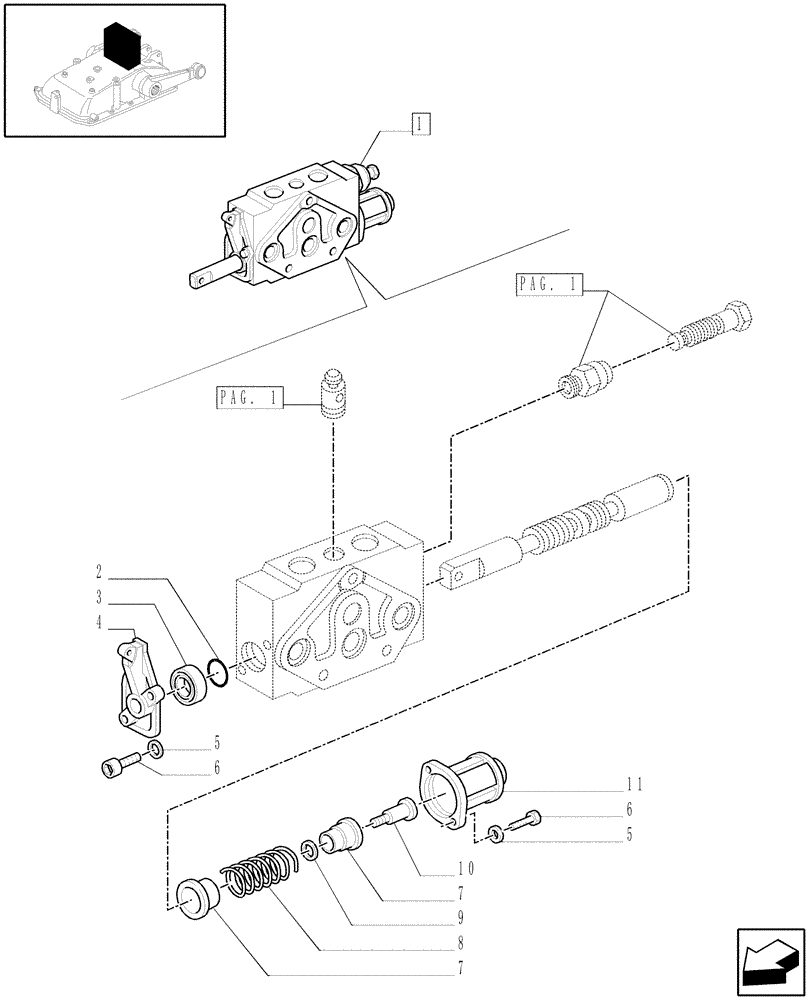 Схема запчастей Case IH JX1075C - (1.82.7/11B[02]) - REMOTE VALVE SECTION - BREAKDOWN - D5484 (07) - HYDRAULIC SYSTEM