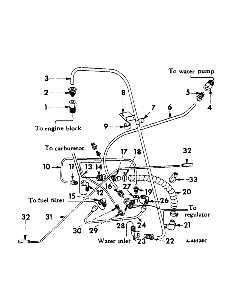 Схема запчастей Case IH 414 - (261) - TUBES, CONNECTIONS AND GOVERNOR CONTROL ROD, FOR L.P. GAS BURNING ENGINES (10) - ENGINE