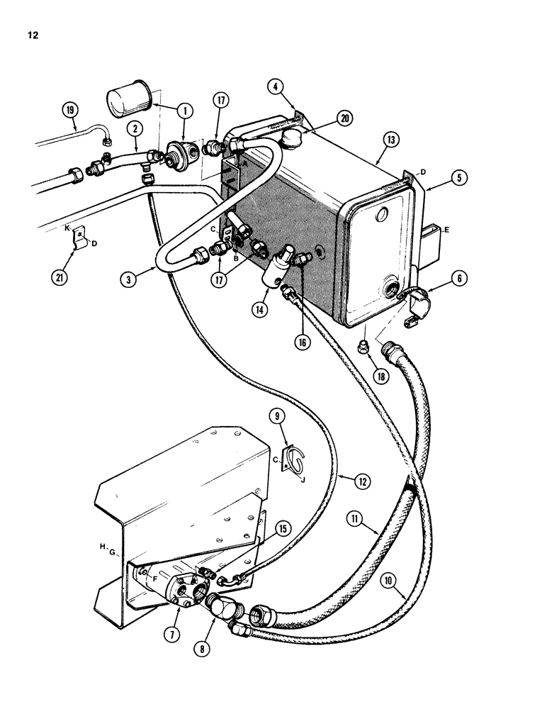 Схема запчастей Case IH 742 - (12) - HYDRAULICS, RESERVOIR AND PUMP 