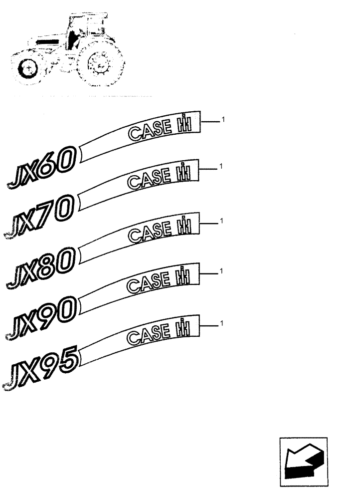 Схема запчастей Case IH JX80 - (1.98.2) - MODEL IDENTIFICATION DECALS (13) - DECALS