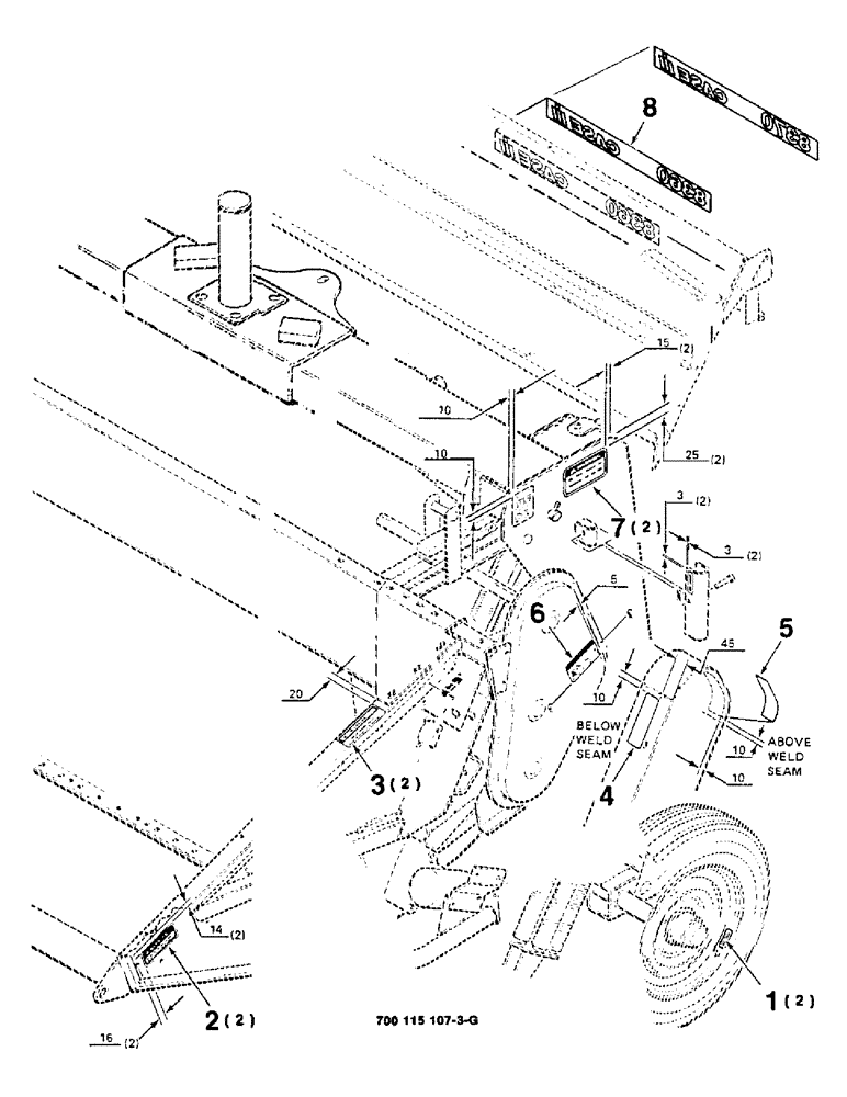 Схема запчастей Case IH 8360 - (9-12) - DECALS AND LOCATION DIAGRAM, HEADER, LEFT (09) - CHASSIS