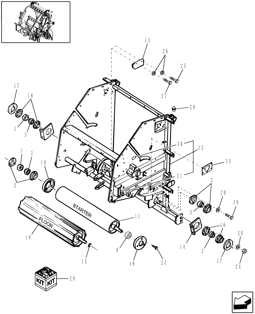 Схема запчастей Case IH RBX443 - (12.30) - MAIN FRAME & MAIN FRAME ROLLERS (12) - MAIN FRAME