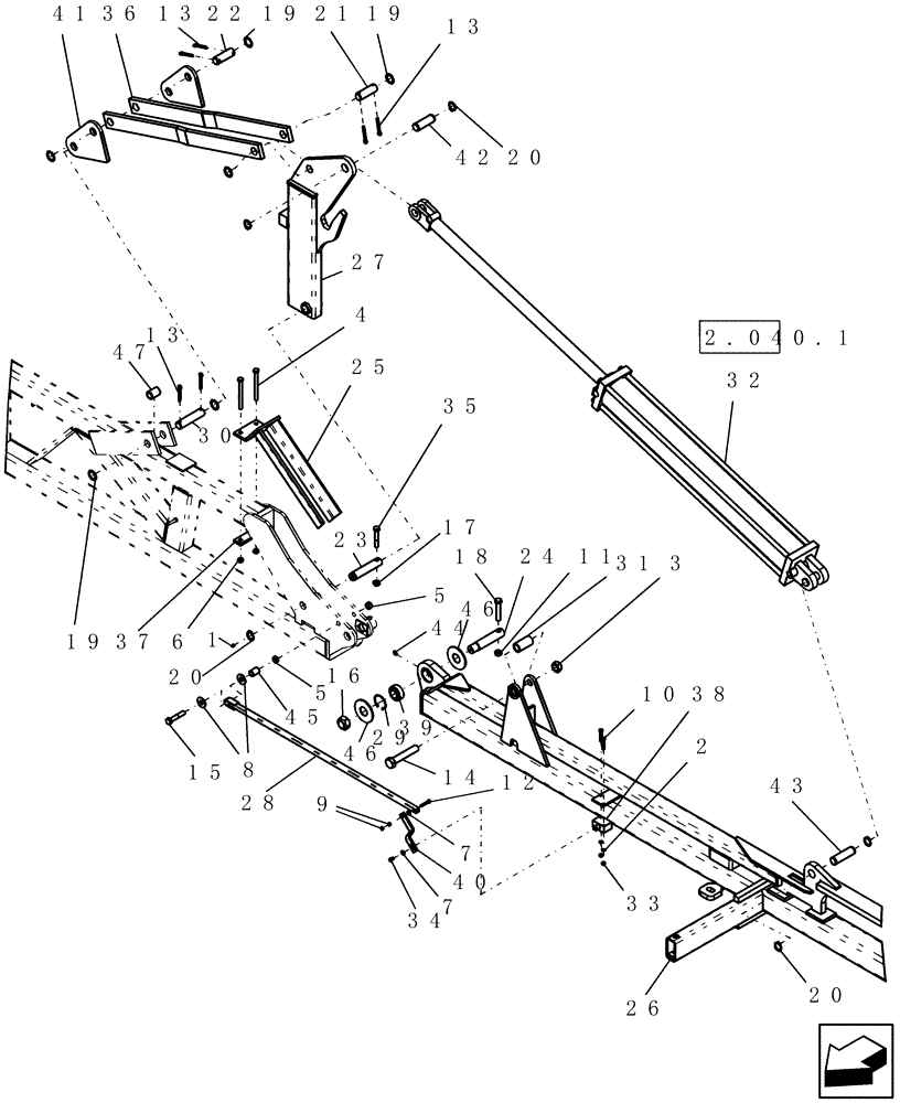 Схема запчастей Case IH ATX400 - (1.200.1) - 12 FIVE SECTION INNER WING (REAR) - 51 MODEL SHOWN (12) - FRAME