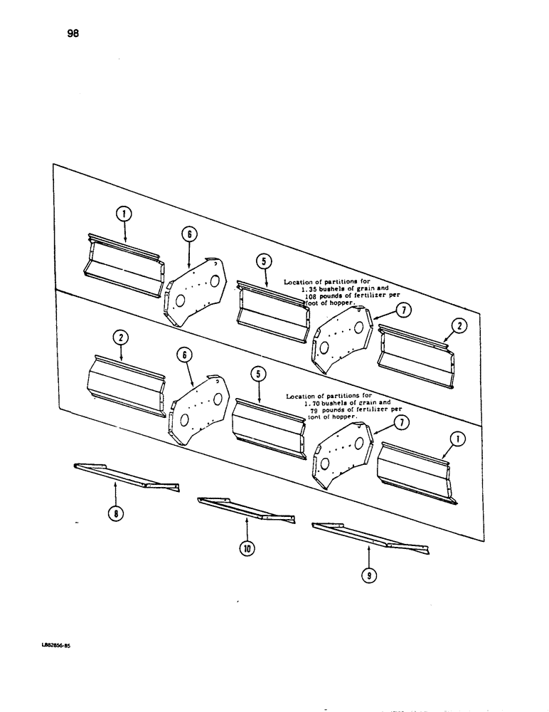 Схема запчастей Case IH 5100 - (098) - PARTITION PANELS AND BAFFLES 