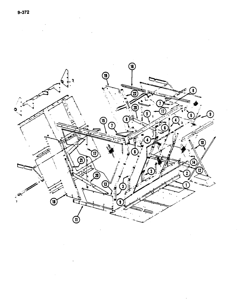 Схема запчастей Case IH 782 - (9-372) - BASKET, LOW DRUM P.I.N. 507 THRU 681, HIGH DRUM P.I.N 507 THRU 681, HIGH DRUM P.I.N. 507 THRU 2124 (09) - CHASSIS ATTACHMENTS