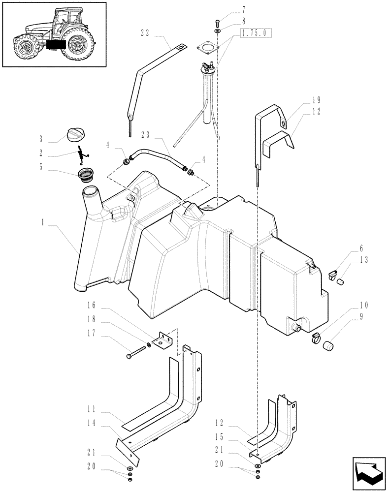 Схема запчастей Case IH MAXXUM 130 - (1.14.0[01A]) - FUEL TANK AND RELATED PARTS - D6240 - C7389 (02) - ENGINE EQUIPMENT