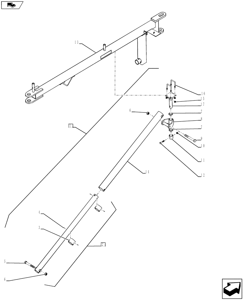 Схема запчастей Case IH 3380 - (39.110.11) - HITCH STEERING TELESCOPIC (39) - FRAMES AND BALLASTING