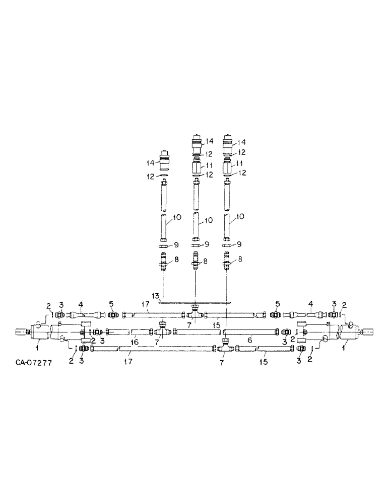 Схема запчастей Case IH 800 - (03-17) - FRAME, HYDRAULIC CYLINDER AND CONNECTIONS FOR FRAMES, UNITS H, J, P AND Q (09) - CHASSIS/ATTACHMENTS