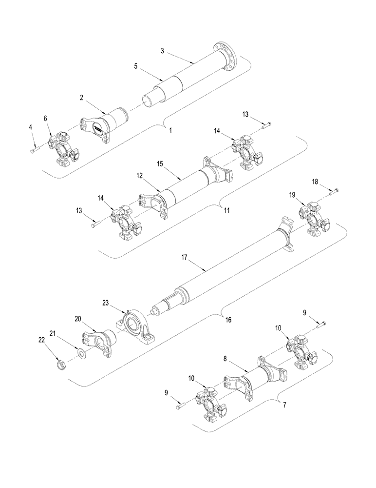 Схема запчастей Case IH STX280 - (06-10) - DRIVE SHAFT ASSEMBLY, WITHOUT ACCUSTEER (06) - POWER TRAIN