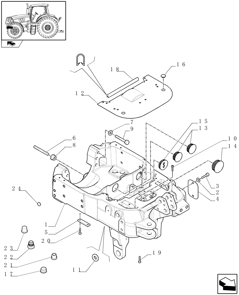 Схема запчастей Case IH MAXXUM 110 - (1.21.1/02) - INTEGRATED FRONT HPL - AXLE SUPPORT (VAR.333648-336831) (03) - TRANSMISSION