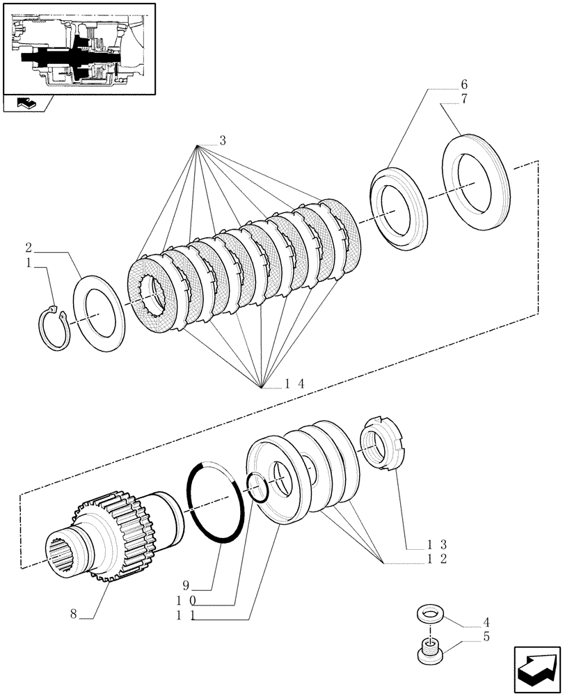 Схема запчастей Case IH MAXXUM 110 - (1.33.3) - 4WD ENGAGEMENT CLUTCH CONTROL - SPLINED HUB AND DISKS (04) - FRONT AXLE & STEERING