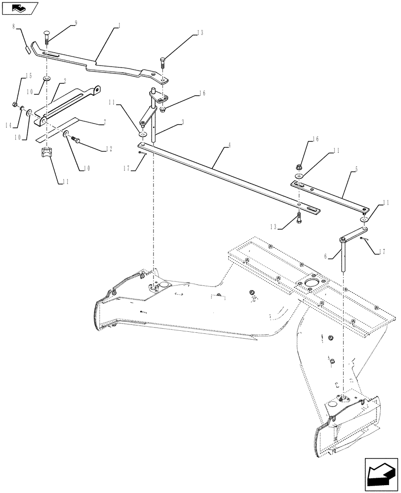 Схема запчастей Case IH 3430 - (75.100.07[02]) - AIR DAMPER LINKAGE (ASN YBS015201 - CURRENT) (75) - SOIL PREPARATION