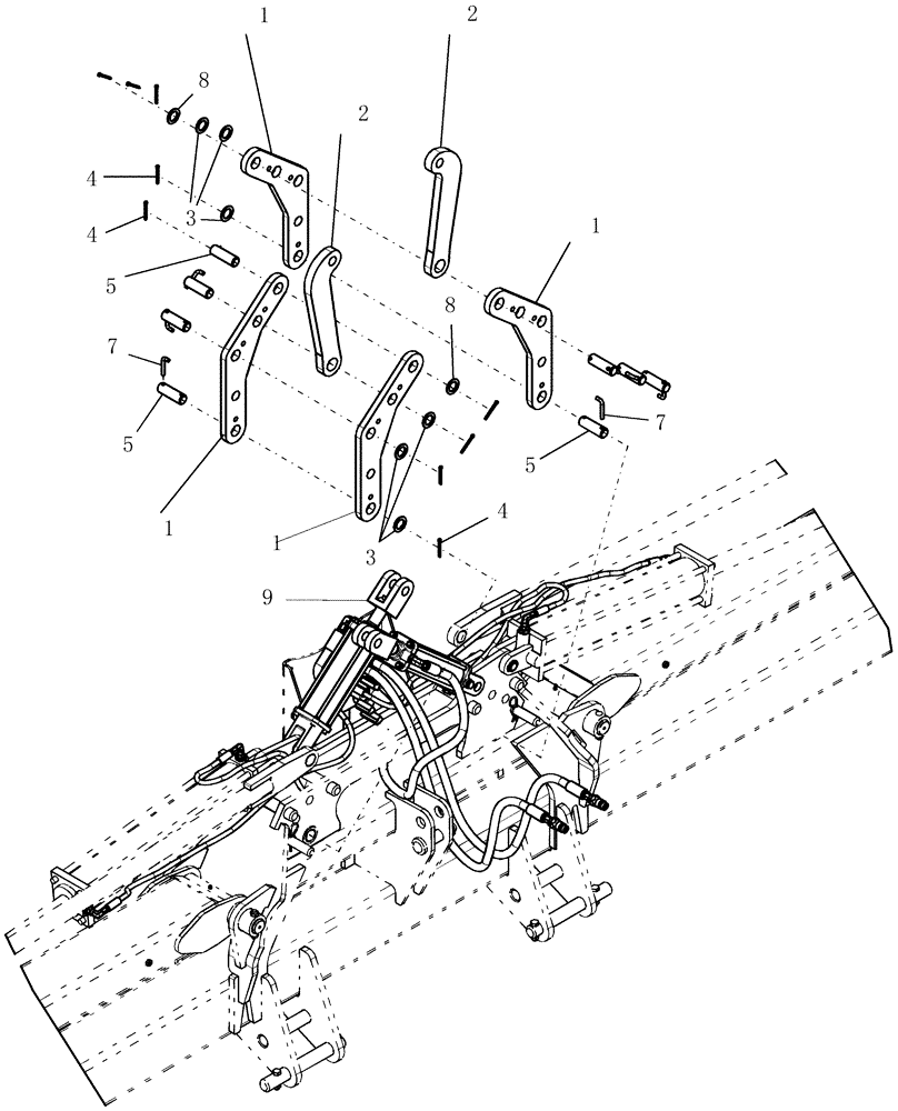 Схема запчастей Case IH 1200 - (F.10.B[02]) - GULL WING ATTACHMENT LINKAGE - 12 ROW NARROW ASN CBJ036001 F - Frame Positioning