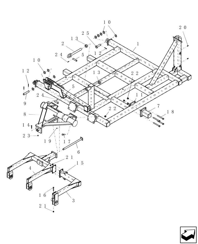 Схема запчастей Case IH ATX - (09-46) - WING FRAMES (OUTER) WITH ROCKSHAFT & WHEEL GANGS, 5012 - 4 RANK, 5 PLEX (09) - CHASSIS