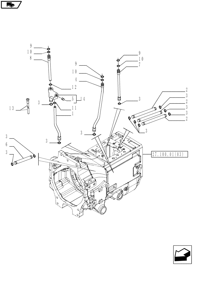 Схема запчастей Case IH MAGNUM 190 - (21.146.01) - HYDRAULIC GEARBOX CONTROL, INTERNAL PIPES WITH POWERSHIFT TRANSMISSION (21) - TRANSMISSION