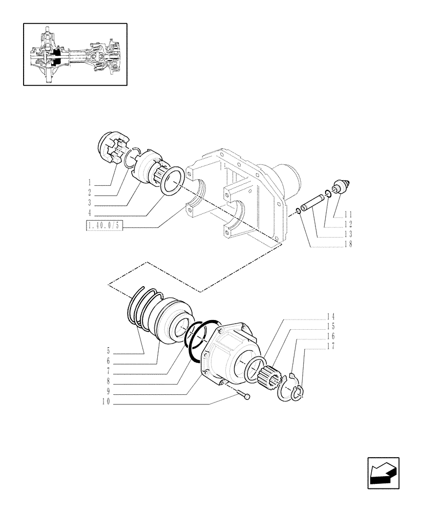 Схема запчастей Case IH MXU115 - (1.40.0/08) - 4WD FRONT AXLE - DIFFERENTIAL LOCK (04) - FRONT AXLE & STEERING