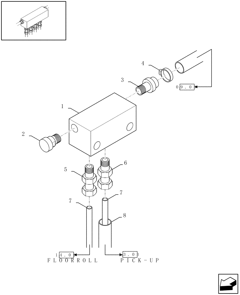 Схема запчастей Case IH RBX341 - (09.04[01]) - 2-WAY MANIFOLD (09) - LUBRICATION