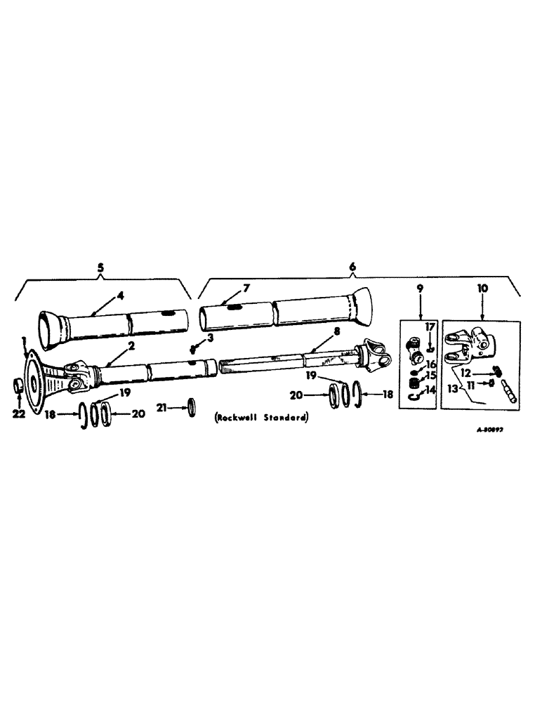 Схема запчастей Case IH 211 - (E-20) - POWER DRIVE EQUIPMENT, ROCKWELL, STANDARD, FOR TRAILING HITCH TWO KNUCKLE DRIVE, 1964 TO 1968 