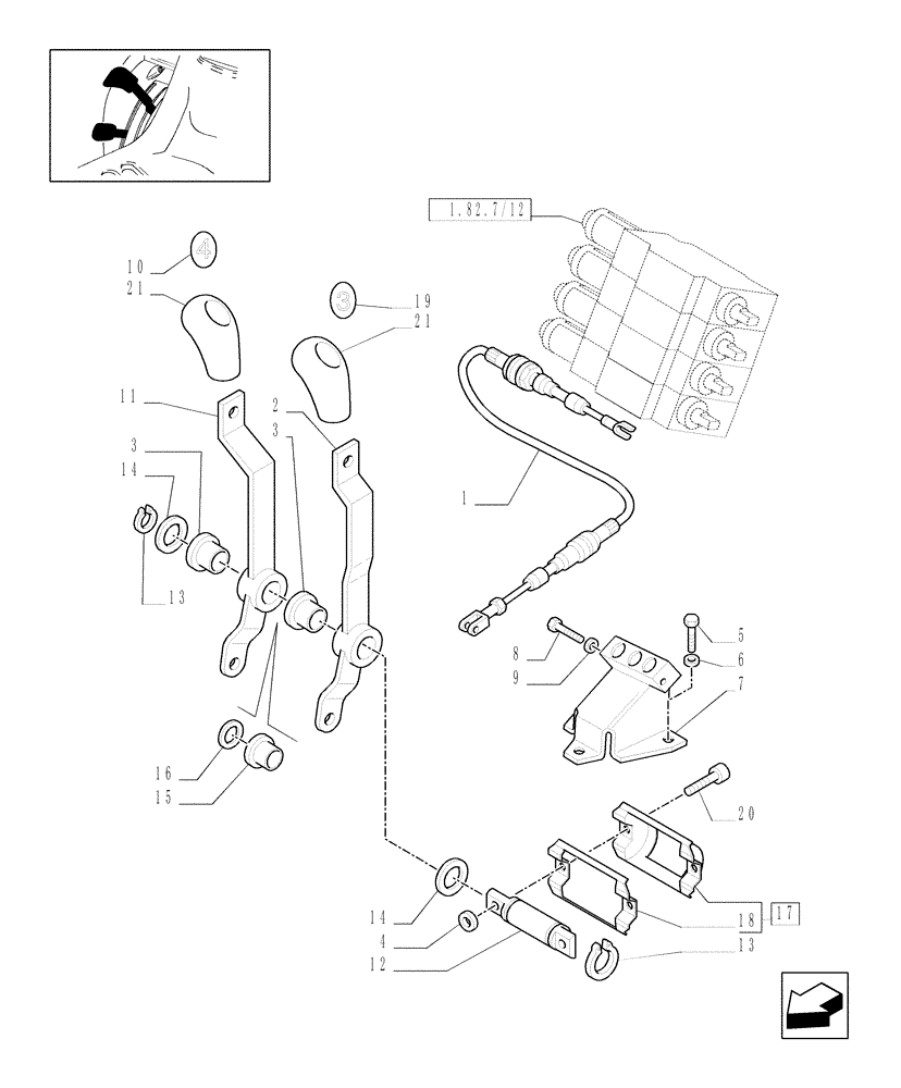 Схема запчастей Case IH JX1085C - (1.92.82/11[02]) - (VAR.166) 4 REAR REMOTE VALVES FOR EDC - LEVERS (10) - OPERATORS PLATFORM/CAB