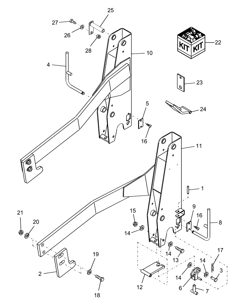 Схема запчастей Case IH L130 - (002) - FRAME, MOUNTS, RH & LH SIDE (82) - FRONT LOADER & BUCKET