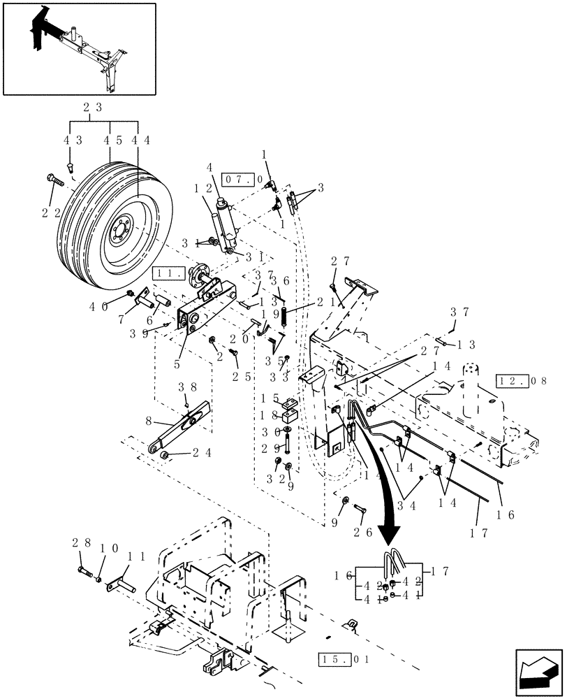 Схема запчастей Case IH DCX161 - (12.09) - TRAILFRAME RIGHT (12) - MAIN FRAME