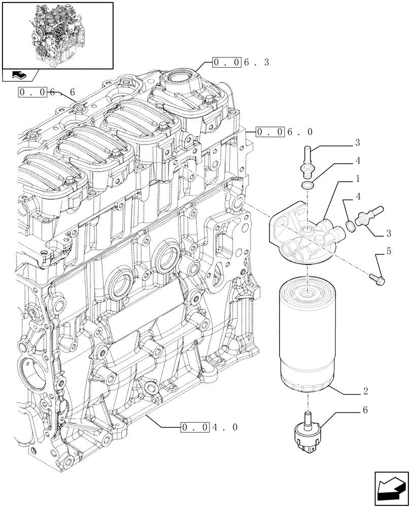 Схема запчастей Case IH FARMALL 65C - (0.20.0) - FUEL FILTER (01) - ENGINE