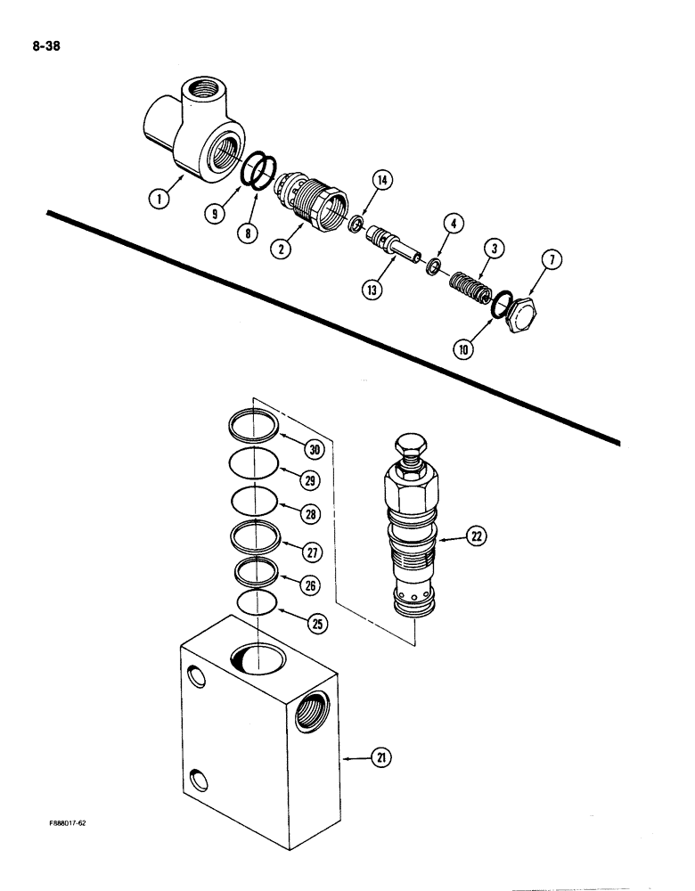 Схема запчастей Case IH 9150 - (8-38) - HYDRAULIC RELIEF VALVE (08) - HYDRAULICS