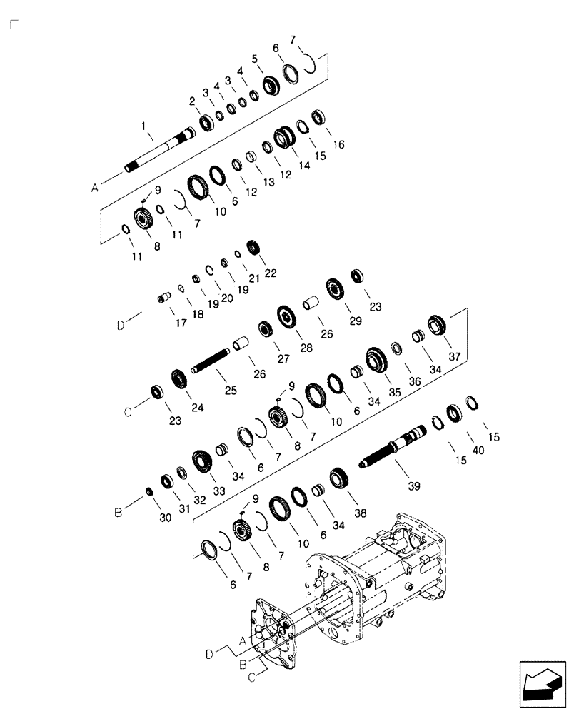 Схема запчастей Case IH FARMALL 35B - (21.145.01) - MAIN SHAFT - 12X12 (21) - TRANSMISSION