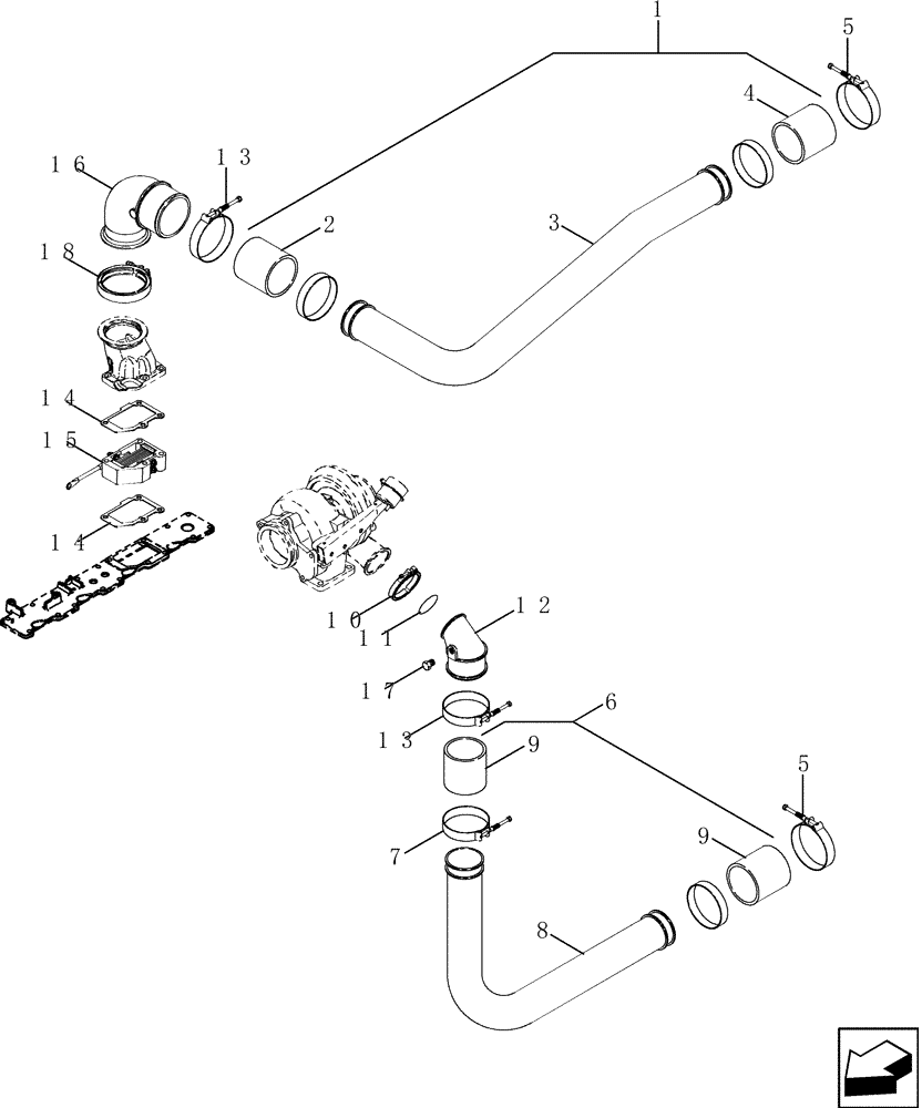 Схема запчастей Case IH 2577 - (10.250.01) - CHARGE AIR COOLER INTAKE SYSTEM (10) - ENGINE