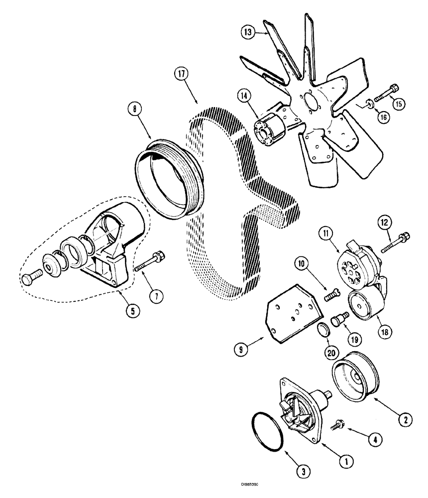 Схема запчастей Case IH SPX3150 - (032) - ENGINE, WATER PUMP AND FAN (10) - ENGINE