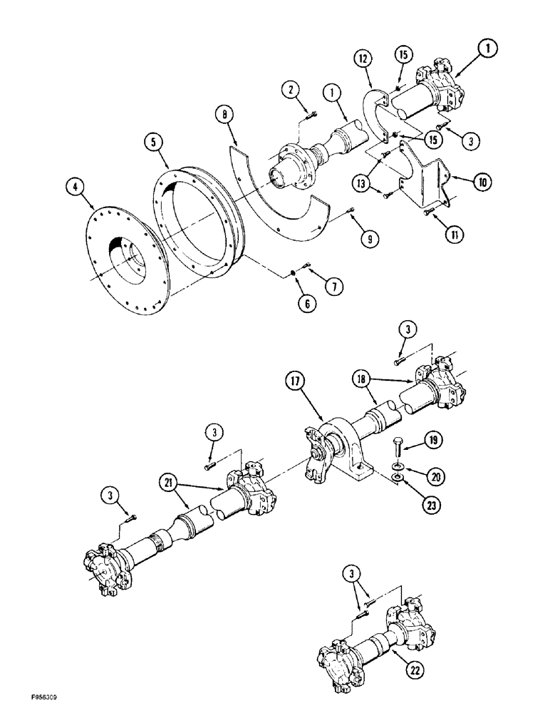 Схема запчастей Case IH 9350 - (6-124) - DRIVE SHAFT MOUNTING, POWER SHIFT TRANSMISSION TRACTOR, EXCEPT ROW CROP SPECIAL (06) - POWER TRAIN