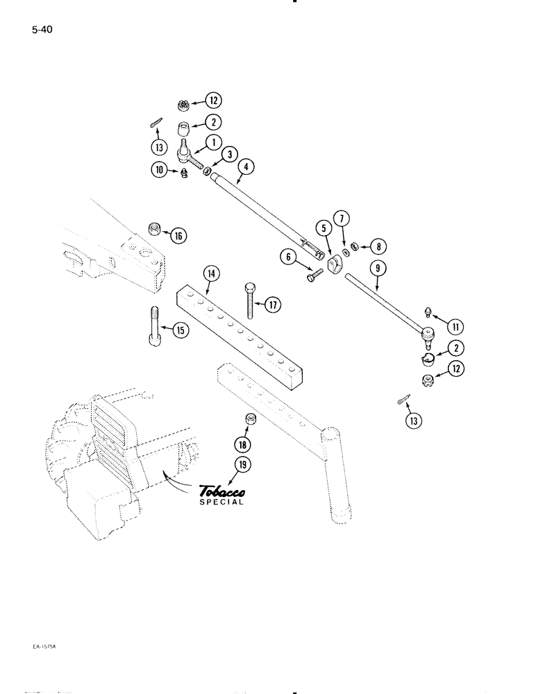 Схема запчастей Case IH 595 - (5-40) - FRONT AXLE EXTENSION, TOBACCO SPECIAL (05) - STEERING