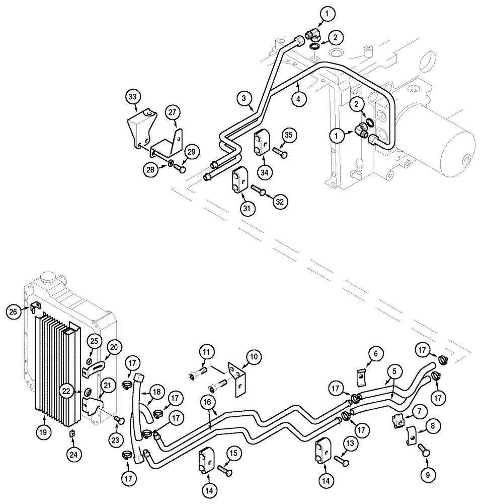 Схема запчастей Case IH C50 - (08-02) - OIL COOLER AND CONNECTIONS (08) - HYDRAULICS