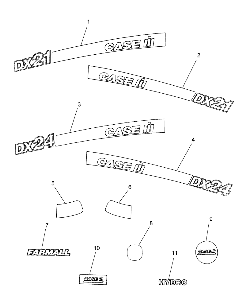 Схема запчастей Case IH DX21 - (08.05) - DECALS, IDENTIFICATION (08) - SHEET METAL