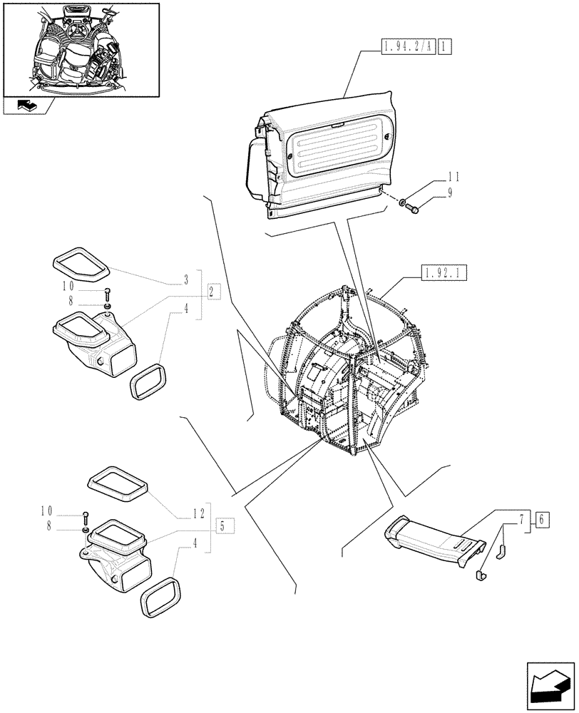 Схема запчастей Case IH PUMA 140 - (1.94.2[01]) - HEATING/AIR CONDITIONING - FAN AND VENTILATION DUCTS (10) - OPERATORS PLATFORM/CAB