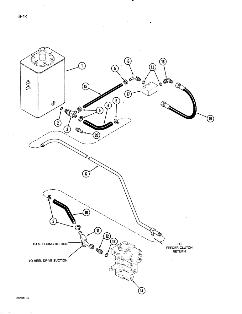 Схема запчастей Case IH 1620 - (8-14) - HEADER LIFT RETURN SYSTEM (07) - HYDRAULICS