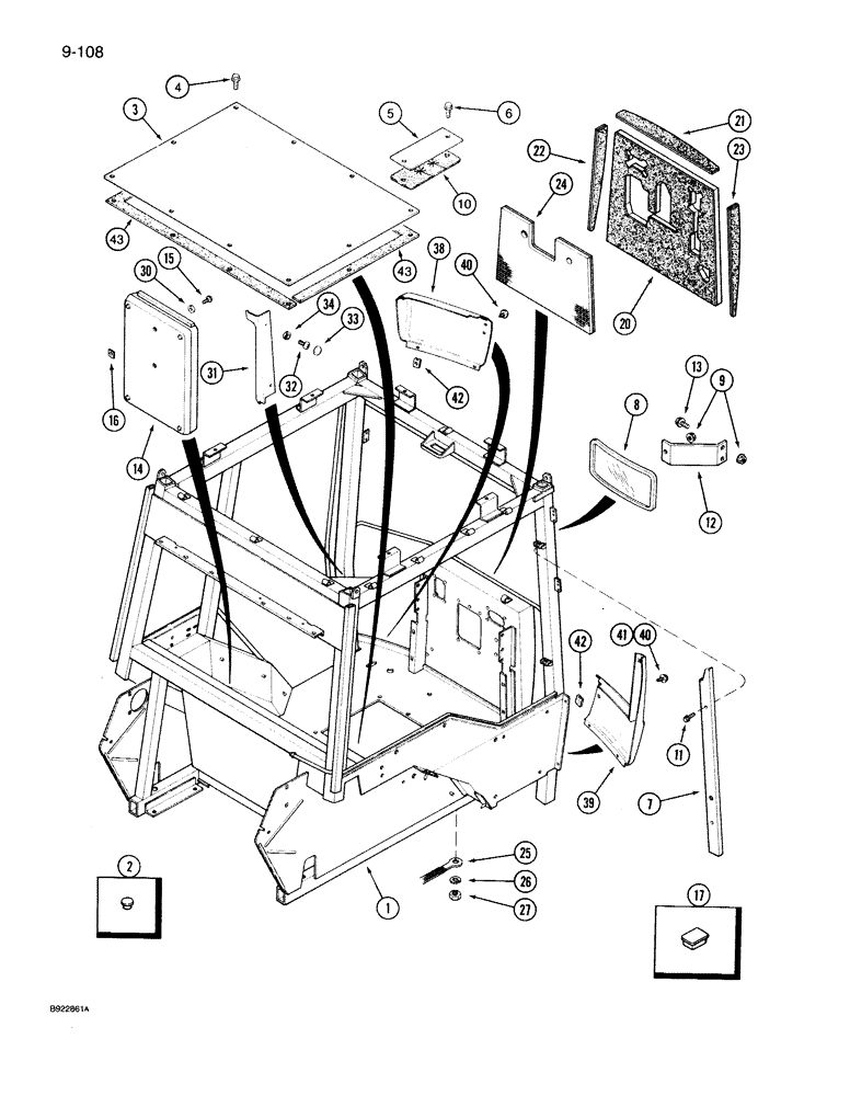 Схема запчастей Case IH 7150 - (9-108) - FOUR POST ROPS FRAME (09) - CHASSIS/ATTACHMENTS