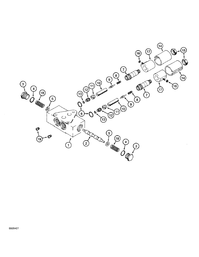 Схема запчастей Case IH 1680 - (08-04) - 100280A1 - VALVE ASSEMBLY, FOR 1600 COMBINES (08) - HYDRAULICS