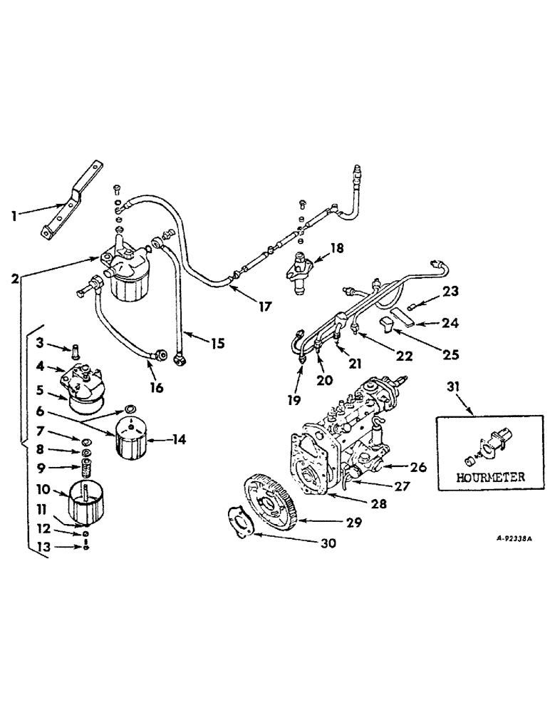 Схема запчастей Case IH BD-144 - (A-17) - FUEL INJECTION PUMP AND CONNECTIONS, ENGINE SERIAL NUMBER 17288 AND BELOW 