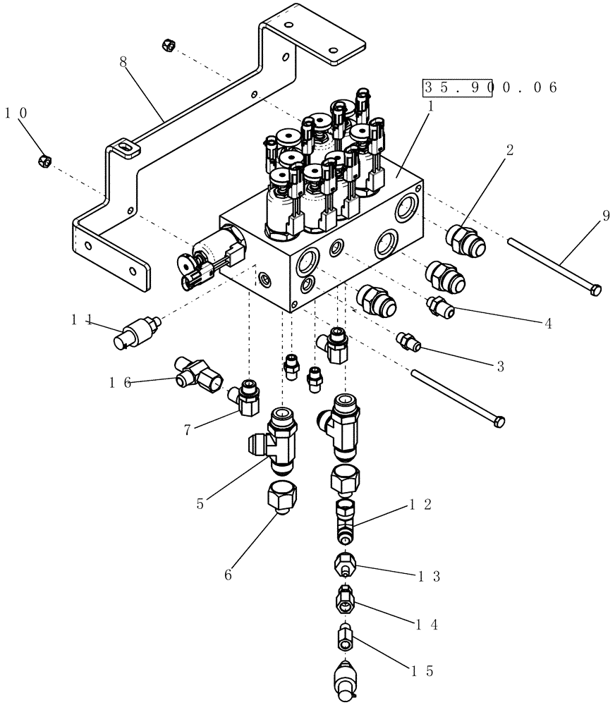 Схема запчастей Case IH 800 - (35.900.02) - VALVE BLOCK - ELECTRONIC ACTUATED HYDRAULICS (35) - HYDRAULIC SYSTEMS